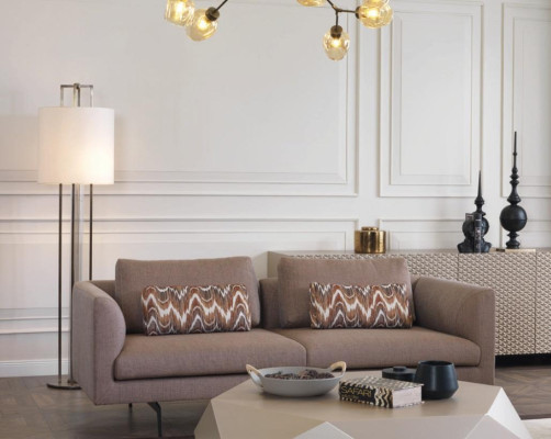 Wohnzimmer Sofa Polster 3 Sitzer Couchen Sitzgarnitur Textil grau
