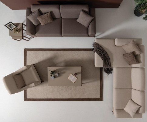 Obývací pokoj pohovka třísedák design luxusní nábytek hnědý