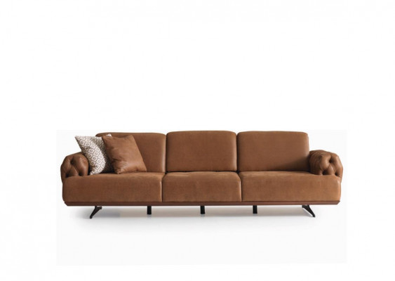 Pohovka 4 místná Chesterfield design Luxus pohovka Polstrovana pohovka hnědá.