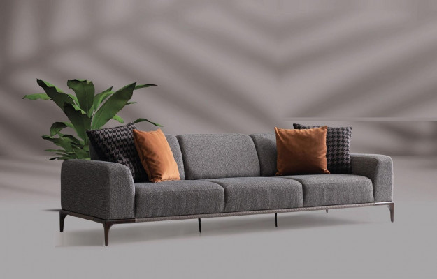 Pohovka 4místná šedá barva obývací pokoj design styl nábytek moderní nový