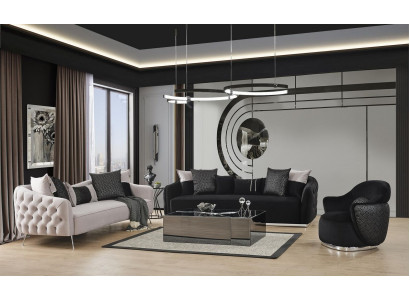Sofa sestava 431 Jednolůžková kavárenský stůl Obývací pokoj Set 4 ks bílý nový Moderní