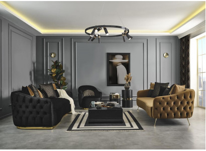 Sofa sestava 431 Sedačka Konferenční stolek Sada Textilní Design Nový Set 4 dílný