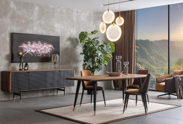 Skupina jídelních nábytků jídelní stůl 4 židle komoda nábytek Jídelna