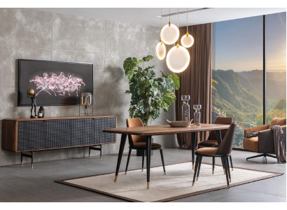 Skupina jídelních nábytků jídelní stůl 4 židle komoda nábytek Jídelna