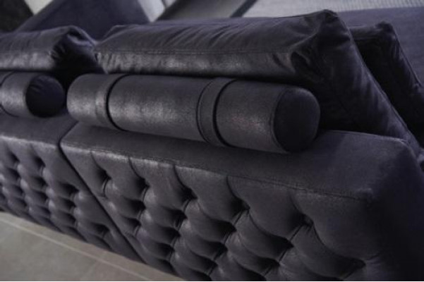 Designový sedací souprava 3místná textilní pohovka černá
