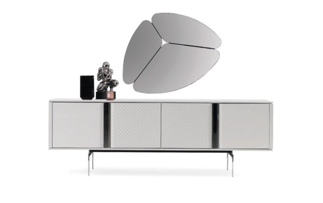 Moderní obývací pokoj zrcadlová skříň elegantní design luxus nový šedý 2 dílný