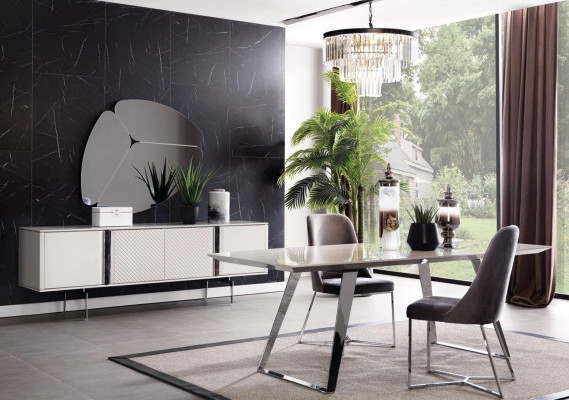 Moderní obývací pokoj zrcadlová skříň elegantní design luxus nový šedý 2 dílný