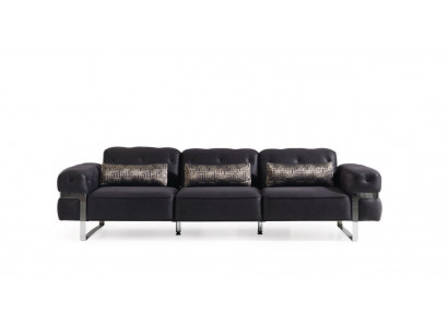 Sofa 3 Sitzer Dreisitzer Textil Luxus Möbel Design Couch schwarz -> Pohovka 3místná čalouněná textilní luxusní návrh černá