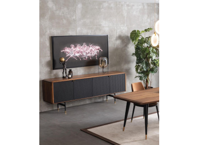 Obývací pokoj Skříň hnědý Luxus Stil moderního dřevěného Sideboard Loft 228cm.