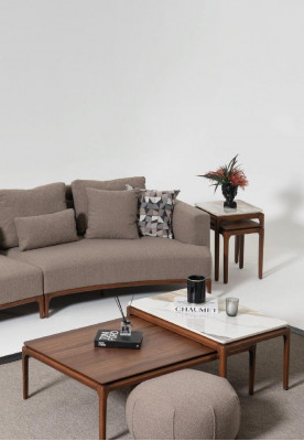 Obývací pokoj 2x konferenční stolek Stůl Luxus Design Nábytek Hnědé stoly 2 kusy.