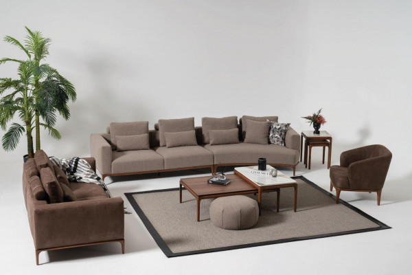 Obývací pokoj 2x konferenční stolek Stůl Luxus Design Nábytek Hnědé stoly 2 kusy.
