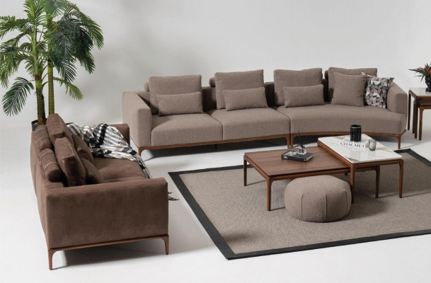 Obývací pokoj 2x konferenční stolek Stůl Luxus Design Nábytek Hnědé stoly 2 kusy.