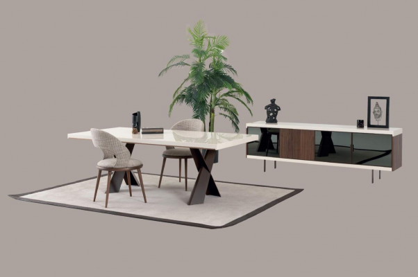Jídelna Jídelní stůl Stůl Kov Styl Moderní Design Nábytek Luxus Nový Bílý