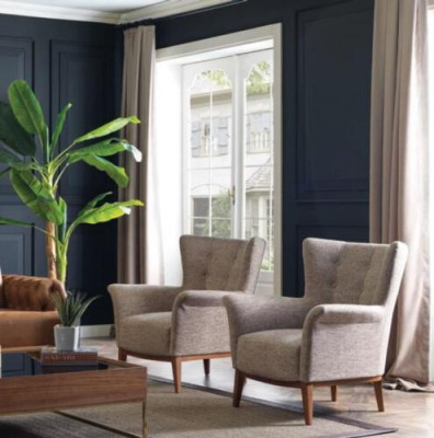 Chesterfield křeslo pohovka čalounění Luxus dřevo s textilním stylem moderní Lounge