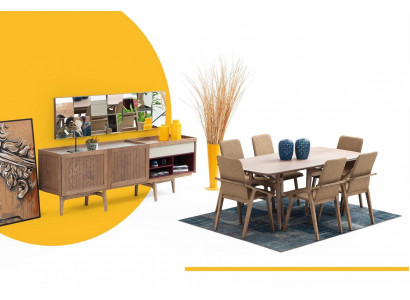 Jídelní skupina jídelní stůl židle stůl dřevo set 7 dílů hnědý stoly nový