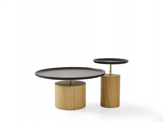 Beistelltisch Stůl Dřevo Vedlejší Nábytek Design Černý Kulatý Stůl