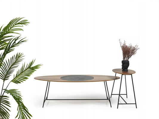 Stůl do obývacího pokoje, hnědý dřevěný designový kávový stůl nový.