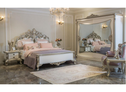 Ložnice Set Luxusní postel 2x noční stolek šatní skříň křeslo 6 dílný.