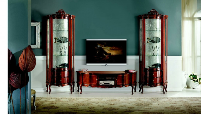 Návrh Italský luxusní styl obývacího pokoje nábytek Vitrína Skříň Barokní rokoko styl Set