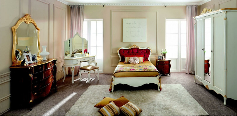 Design Luxus postel 120*195 cm s hlavovým čelem s knoflíky ve stylu baroko Italský nábytek