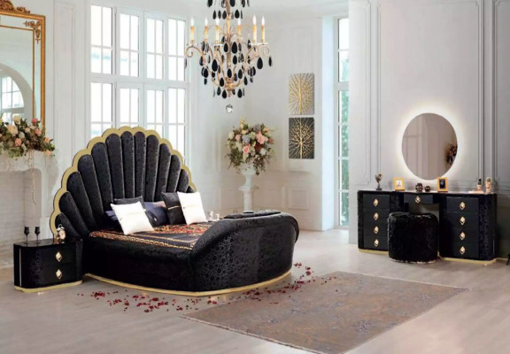 Toaletní stůl s konzolí, zrcadlem, nábytkem do ložnice, designovými židlemi - nový set.