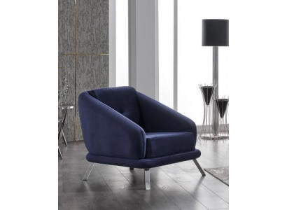 Křeslo Luxus Obývací pokoj Moderní Design Textilní Nábytek Luxusní Sedadlo Modré.