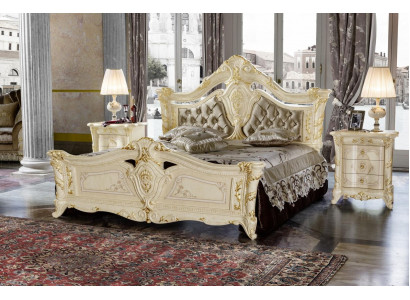 Design nábytek Moderní postel, 2x noční stolek, 3dílná ložnice Set Luxus