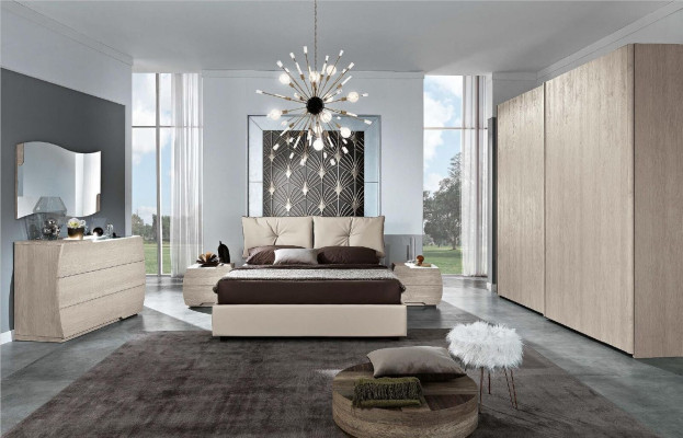 Luxus set 6 dílů ložnice postel noční stolek komoda zrcadlo šatní skříň Nový