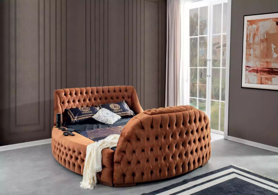 Chesterfield postel Polster design luxus postel hotel hnědá s TV obrazovkou