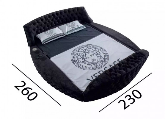 Černá postel Chesterfield Design Polstrovaný nábytek Hotel Luxusní postele Lift Media