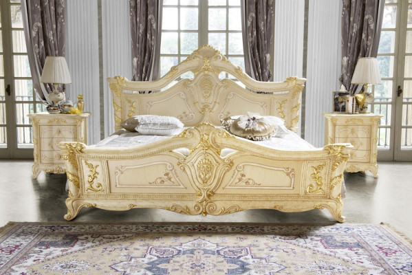 Ložnice Set Design Art déco Luxus Postele Postele Noční stolek 3 kusy.