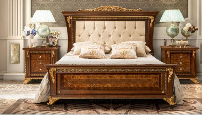 Postel Design 2x Noční stolky 3 kusy Ložnice Set Nábytek Klasické Postele