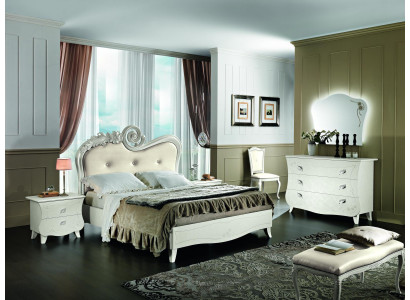 Design nábytek Klasický Luxusní postele Nová postel 2x noční stolek Ložnice set 3 kusy