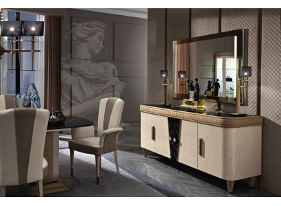 Nábytek Komody Skříň Design Luxus Sideboard 2 kusy Komoda s zrcadlem Konzole