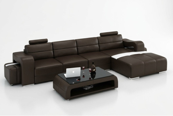 Ledersofa Couch Wohnlandschaft Ecksofa Eck Garnitur Design Modern Sofa F3008C