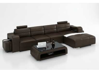 Ledersofa Couch Wohnlandschaft Ecksofa Eck Garnitur Design Modern Sofa F3008C