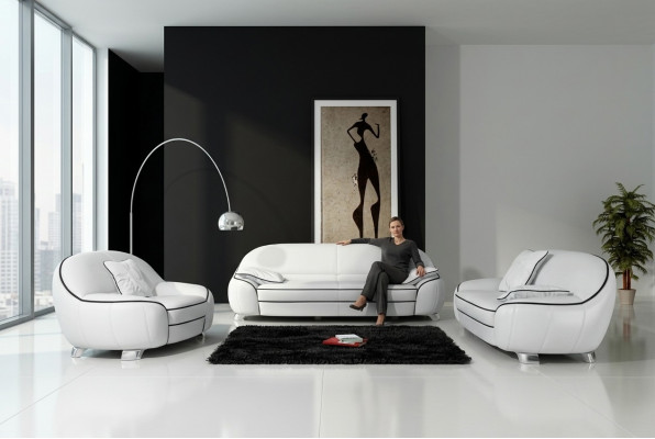 Ledersofa Couch Wohnlandschaft 3+2+1 Sitzer Garnitur Design Modern Sofa F3013