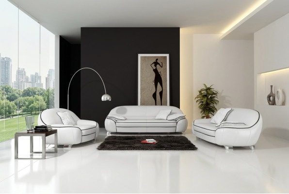 Ledersofa Couch Wohnlandschaft 3+2+1 Sitzer Garnitur Design Modern Sofa F3013