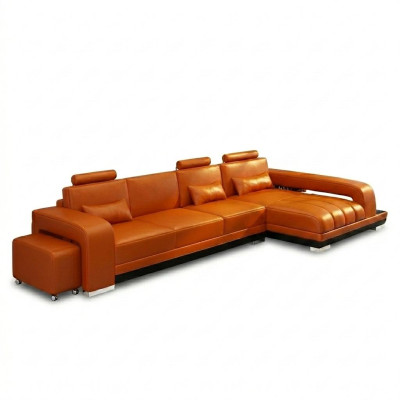 Kůžená pohovka, gauč, obývací landšaft, rohová sedací souprava, moderní designová sofa F3017C.