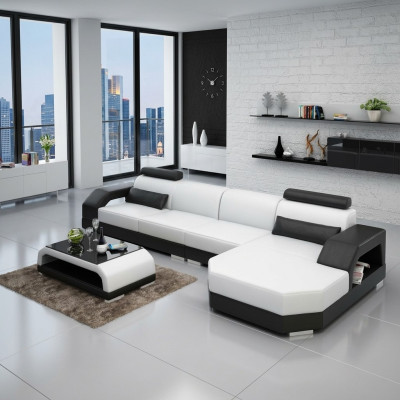 Ledersofa Couch Wohnlandschaft Ecksofa Eck Garnitur Design Modern Sofa G8001C
