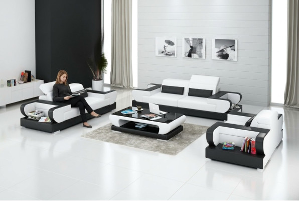 Ledrová pohovka Couch Wohnlandschaft 3+2+1 Sitzer Garnitur Design Modern Sofa G8002D