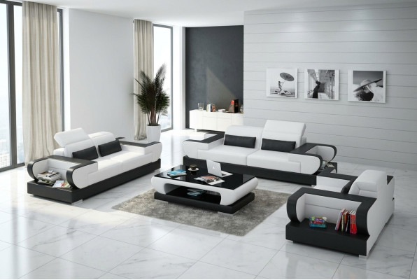 Ledrová pohovka Couch Wohnlandschaft 3+2+1 Sitzer Garnitur Design Modern Sofa G8002D