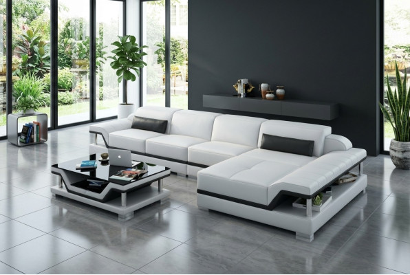 Design Ledersofa Sofa Couch Polster Eckgarnitur Sitzgarnitur Leder Couchen 8004C