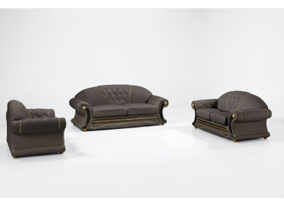 Klassische Designer 3 Sitzer Chesterfield Leder Couch Polster Sitz ohne 2+1 Neu