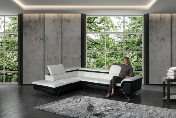 Designer Sitzpolster Ledersofa Garnitur Couch Wohnlandschaft L Form
