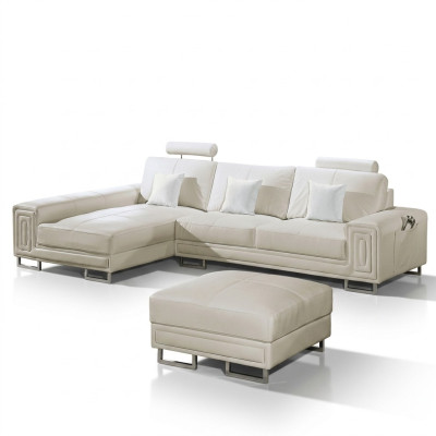 Ledersofa Sofa Couch Polster Eck Garnitur 190x334cm Wohnlandschaft L Form 2055