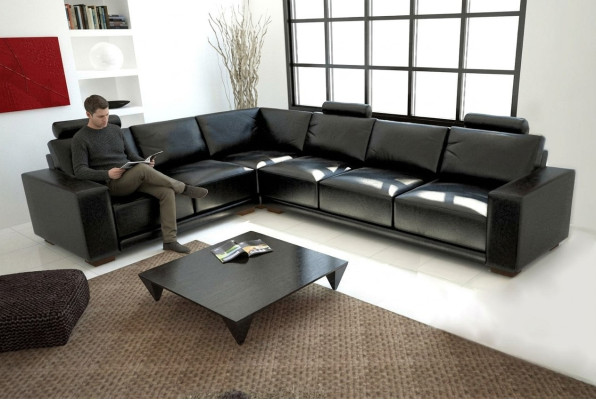 Ledersofa Couch Wohnlandschaft Ecksofa Eck Garnitur Design Modern Sofa A1121B