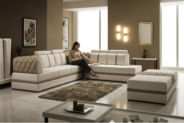 Ledersofa Couch Wohnlandschaft Ecksofa Eck Garnitur Design Modern Sofa Neu A1128