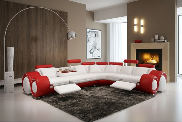 Ledersofa Couch Wohnlandschaft Ecksofa Eck Garnitur Design Modern Sofa A1163