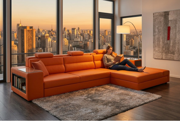 Přeloženo do češtiny: Kožená pohovka Sedací souprava Rozkládací rohová sedací souprava Design Moderní Sofa B2006B